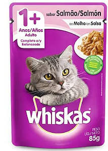 Ração Úmida Whiskas Sachê Salmão ao Molho para Gatos Adultos 85g