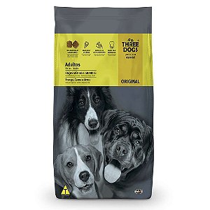 Ração Three Dogs Original Frango, Carne e Arroz para Cães Adultos Raças Médias e Grandes 20kg