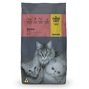 Ração Three Cats Original Sabor Carne para Gatos Adultos 10,1kg