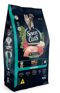 Ração Seven Cats Gatos Castrados High Protein Frango e Carne