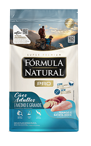 Ração Fórmula Natural Pró Cães Adultos Portes Médio e Grande Frango e Batata-Doce