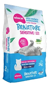 Granulado Sanitário Wisecat Bionature Sensitive Ultra White (100%Natural)