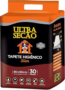 Tapete Higiênico Ultra Secão Slim Carvão ativado 30 unidades 80x60cm