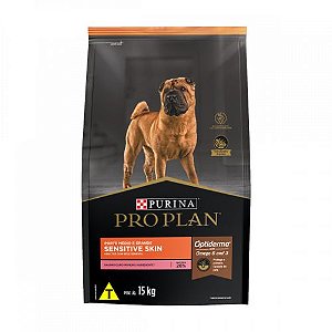 Ração Super Premium Purina Pro Plan Sensitive Skin Cães Adultos  Médios e Grandes 15kg