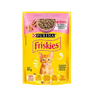 Sachê Friskies Carne ao Molho para Gatos Filhotes 85gr