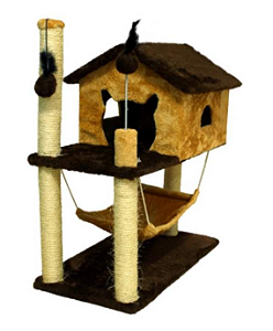 Brinquedo para Gatos Arranhador Casa com rede