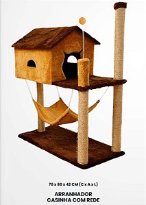 Brinquedo para Gatos Arranhador Casa com rede