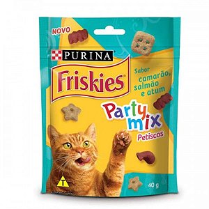 Petisco Nestlé Purina Friskies Party Mix Camarão, Salmão e Atum para Gatos Adultos 40gr