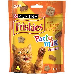 Petisco Nestlé Purina Friskies Party Mix Frango, Fígado e Peru para Gatos Adultos 40gr