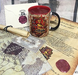 Kit Mágico Grifinória - Carta Personalizada + Mapa + Feitiços + Bilhete (6 itens)