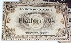 Bilhete Plataforma 9 3/4 Saga Harry Potter