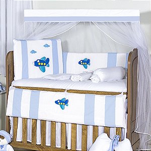 Kit Berço Airplane Azul Bebê 10 Peças | Mega Loja do Bebê - Mega Loja do  Bebê: enxoval para bebê, kit berço, kit cama babá, cortina e roupinhas