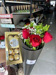 Cone Black 4 Rosas e Ferrero com 8