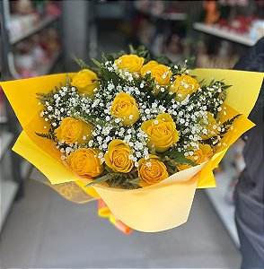 Buquê 12 Rosas Amarelas