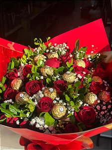 Buquê 24 Rosas e Ferrero Rocher