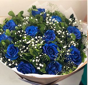 Buquê 12 Rosas Azuis