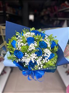 Buquê 12 Rosas Azuis