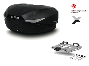 BAÚ CENTRAL SH58X CARBON EXPANSÍVEL COM BASE DE FIXAÇÃO DE ALUMÍNIO