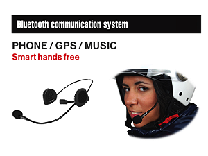 INTERCOMUNICADOR BLUETOOTH INDIVIDUAL PARA CAPACETE UNIVERSAL - TELEFONE, GPS E MÚSICA