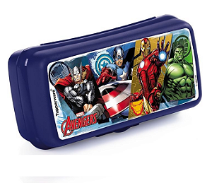Porta Sanduíche Retangular Grande Tupperware Vingadores Azul
