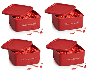 Tupperware Jeitosinho Feito com Amor 400 ml - 4 unidades