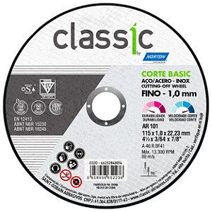DISCO DE CORTE NORTON CLASSIC 115X1,0X22,2MM