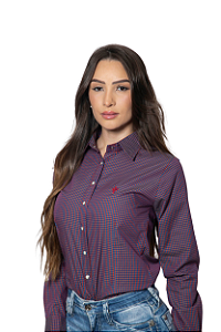CAMISA FEMININA XADREZ VINHO