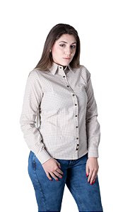 CAMISA FEMININA XADREZ MARROM CLARO
