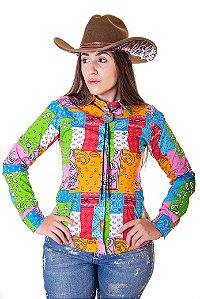 CAMISA FEMININA COUNTRY ESTAMPADA CASHMERE