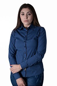 CAMISA FEMININA XADREZ AZUL JEANS