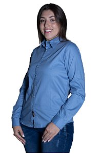 CAMISA FEMININA COUNTRY BÁSICA AZUL JEANS