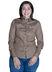 CAMISA FEMININA BÁSICA MARROM