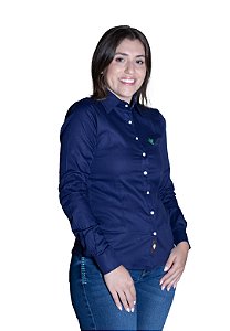 CAMISA FEMININA BÁSICA AZUL MARINHO