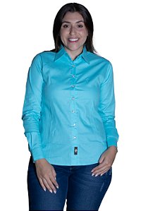 CAMISA FEMININA BÁSICA VERDE ÁGUA