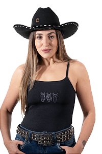 REGATA FEMININA BASICA PRETA PERSONALIZADA