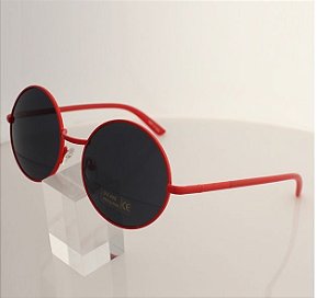 Óculos Escuro Vermelho Redondo