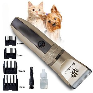 Maquina Para Tosa Pet Cães e Gatos com Pentes Sem fio 8 Pcs