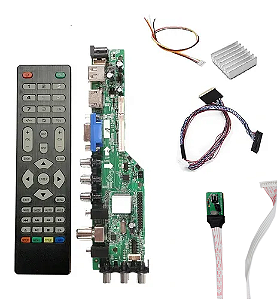 Placa de Controle Lcd Led Controladora Universal DD.3663.BR ISDB TV Digital Brasil kit 40 pinos