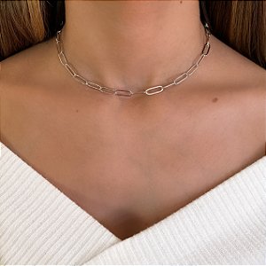 Colar choker corrente com elos