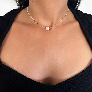 Colar choker perola