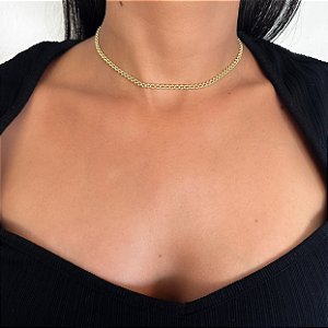 Colar choker corrente entrelaçada