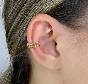 Piercing Fake Corações Lisos e Cravejados Banhado em Ouro 18k