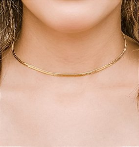 Colar Choker Fita Média Banhado em Ouro 18k