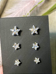 Brinco Trio Estrelas em Zircônia