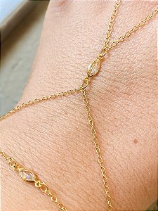 Pulseira de Mão com Zircônia oval