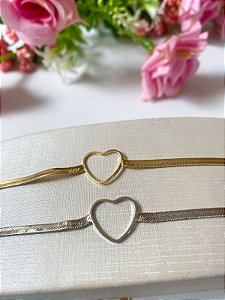 Pulseira Fita com Coração Vazado