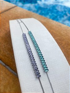 Pulseira Riviera Zircônia Baguete 4mm Ametista Lavanda