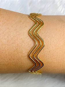 Bracelete Regulável Três Curvas Banhado em Ouro 18k