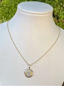 Colar Nossa Senhora Aparecida Medalha de Coração