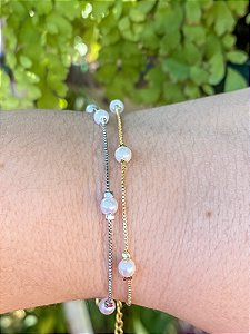 Pulseira de Pérolas Corrente Veneziana